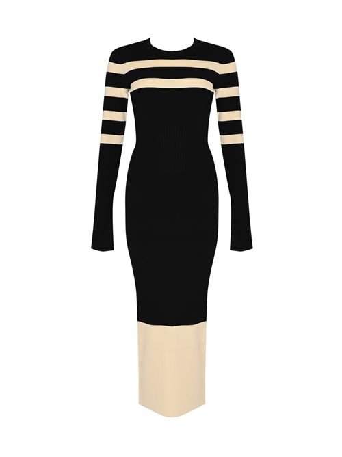 Abito midi in maglia bicolor di misto viscosa riciclata a costine Patrizia Pepe | 8A1666 K323J4S8